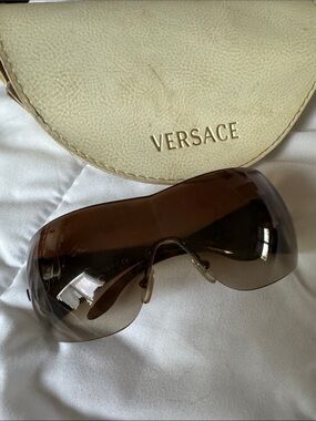 Y2K Versace Brown Gradient Rimless Shield Sunglasses